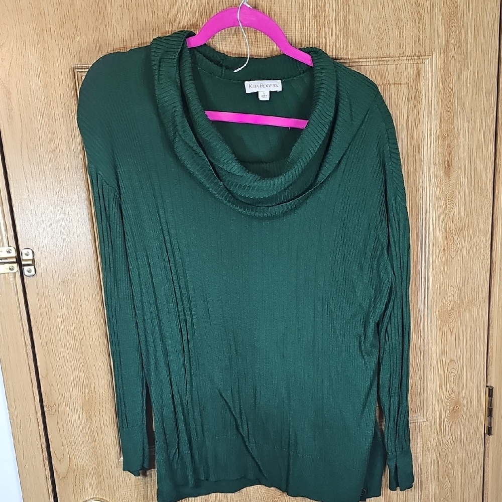 Kim Rogers Forest Green Cowl Neck Sweater